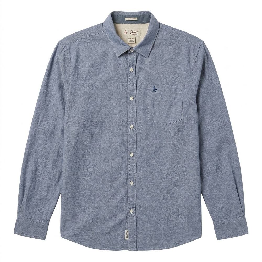 Original Penguin Munsingwear Heritage Slim Fit Blue Button Down Shirt XL